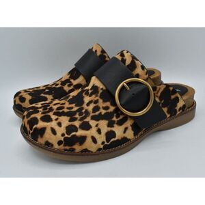 Leopard Print Mules with Black Strap
